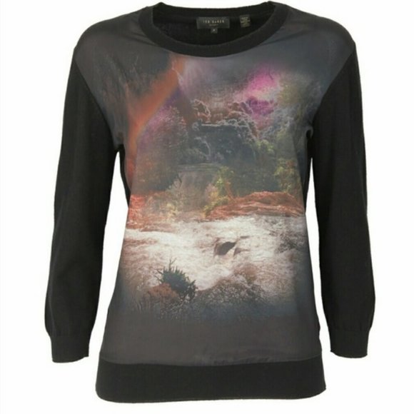 Ted Baker Bracha Waterfall black sweater top blouse size 2 nwot - Picture 7 of 14